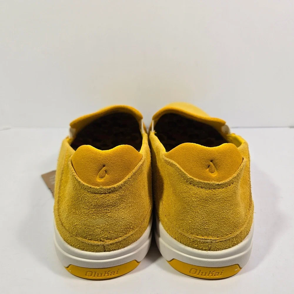 OluKai Lae'ahi Suede Yellow Slip On Sneakers Mens 15 10538-1111 Drop-In Heel